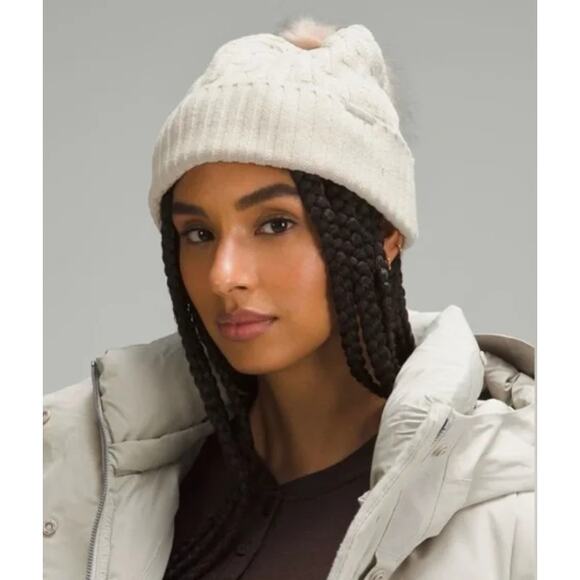 lululemon athletica Accessories - Lululemon Cable Knit Pom Beanie Women's OSFM Cream Outdoor Gorpcore Cozycore